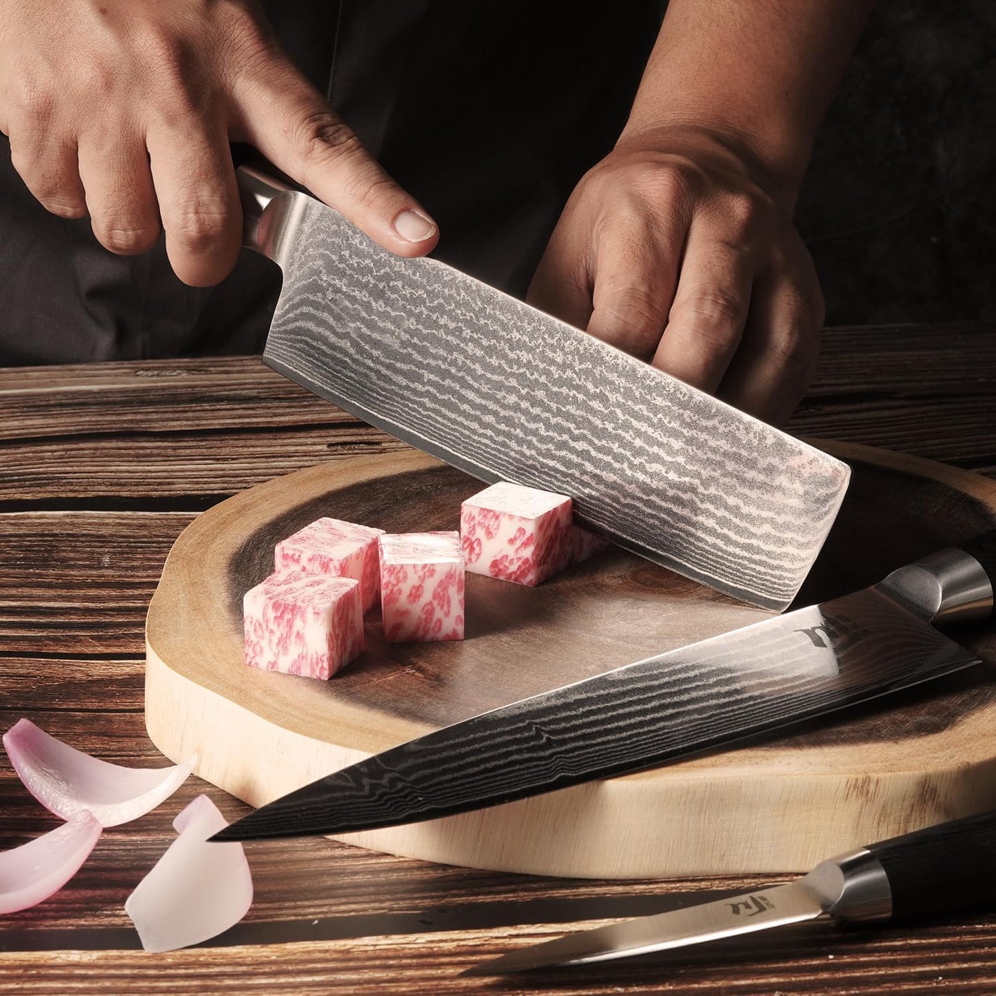 Nakiri Knife VG-10 Damascus Steel 67-Layer Japanese Vegetable Cleaver, Ultra Sharp 602 HRC Kitchen Knife with Black Pakka Wood Handle, Professional Chef Knife for Vegetables & Food Prep