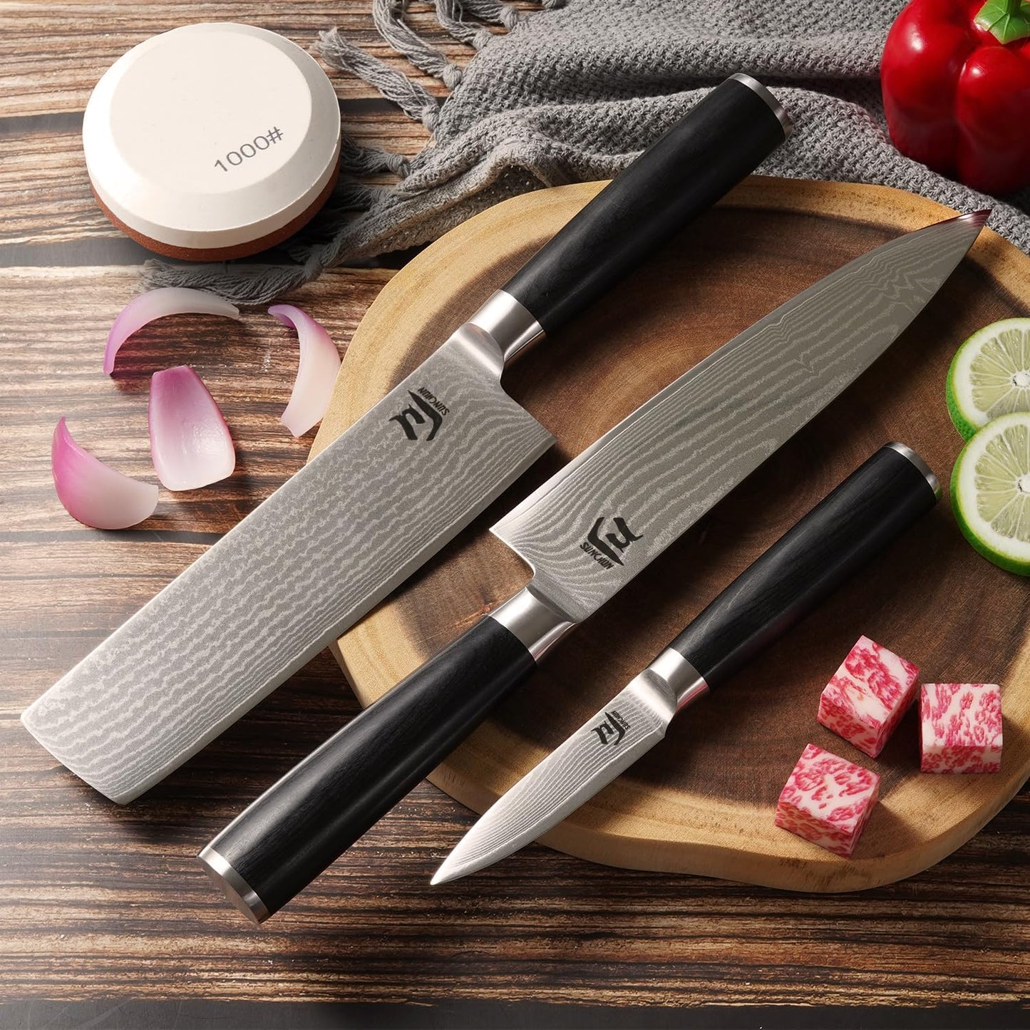 Nakiri Knife VG-10 Damascus Steel 67-Layer Japanese Vegetable Cleaver, Ultra Sharp 602 HRC Kitchen Knife with Black Pakka Wood Handle, Professional Chef Knife for Vegetables & Food Prep