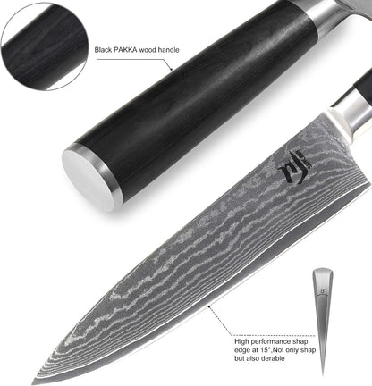 Nakiri Knife VG-10 Damascus Steel 67-Layer Japanese Vegetable Cleaver, Ultra Sharp 602 HRC Kitchen Knife with Black Pakka Wood Handle, Professional Chef Knife for Vegetables & Food Prep