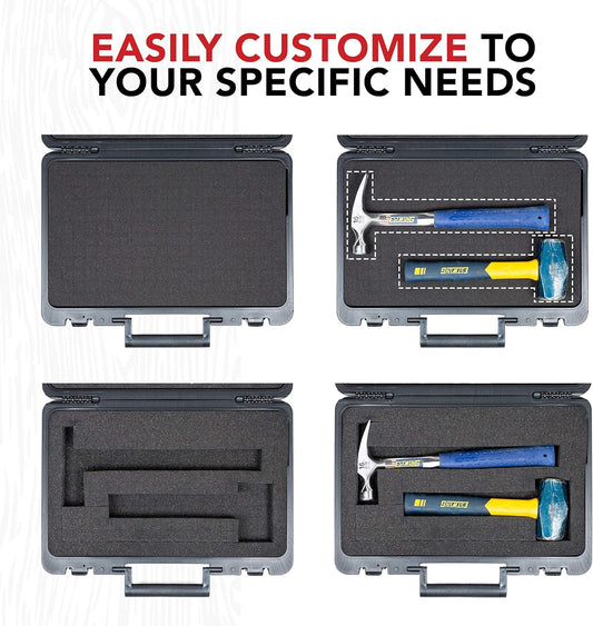 Universal Hard Carrying Case with Premium Kaizen Pick and Pluck Foam - Protects Electronics, Tools, Cameras and Testing Equipment, 17 x 12 x 3 In.