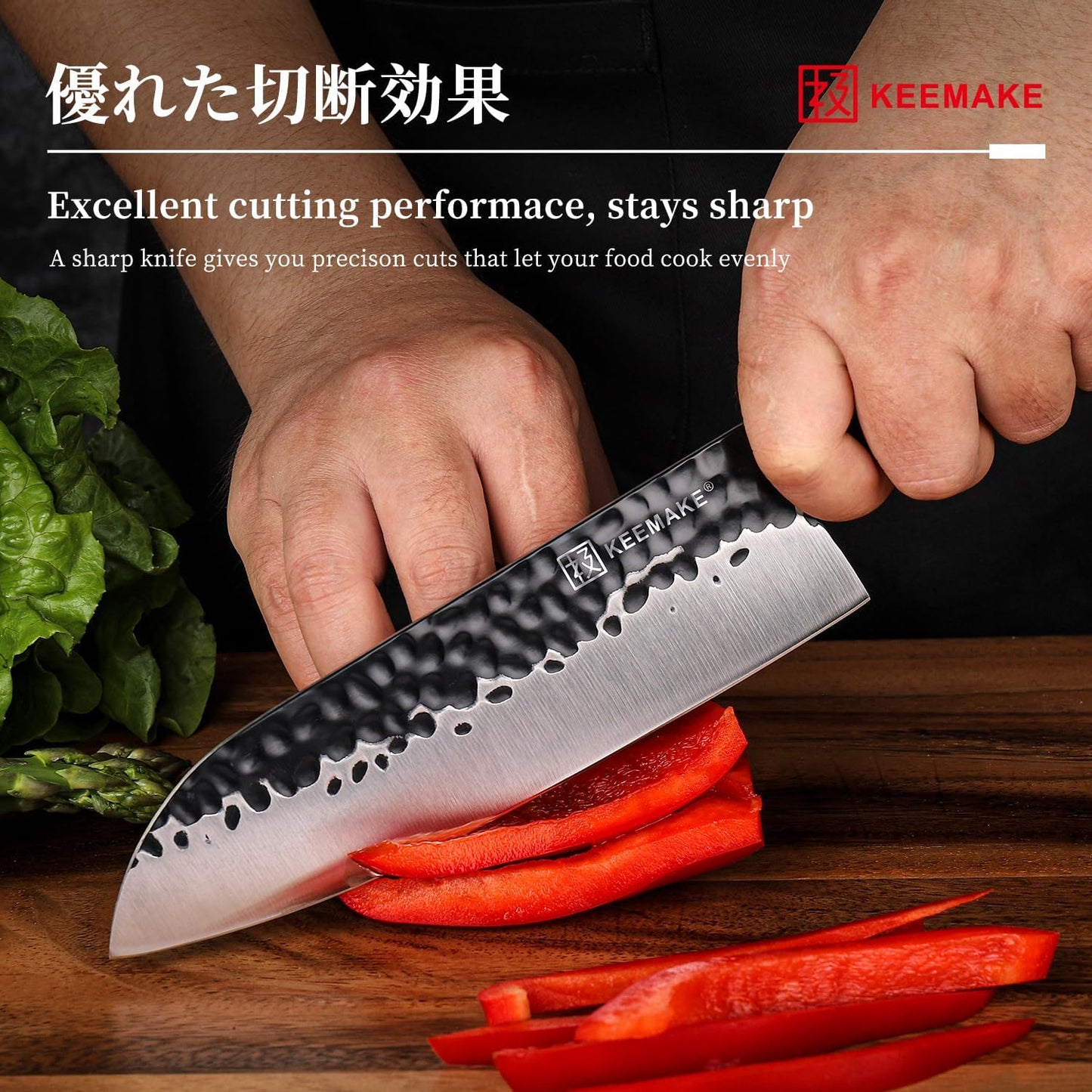 Santoku Knife 7 inch Chef Knife, Japanese 440C Stainless Steel Kitchen Knife, Porfessional Cooking Knife for Meat Cutting with G10 Bolster Octagonal Wood Handle