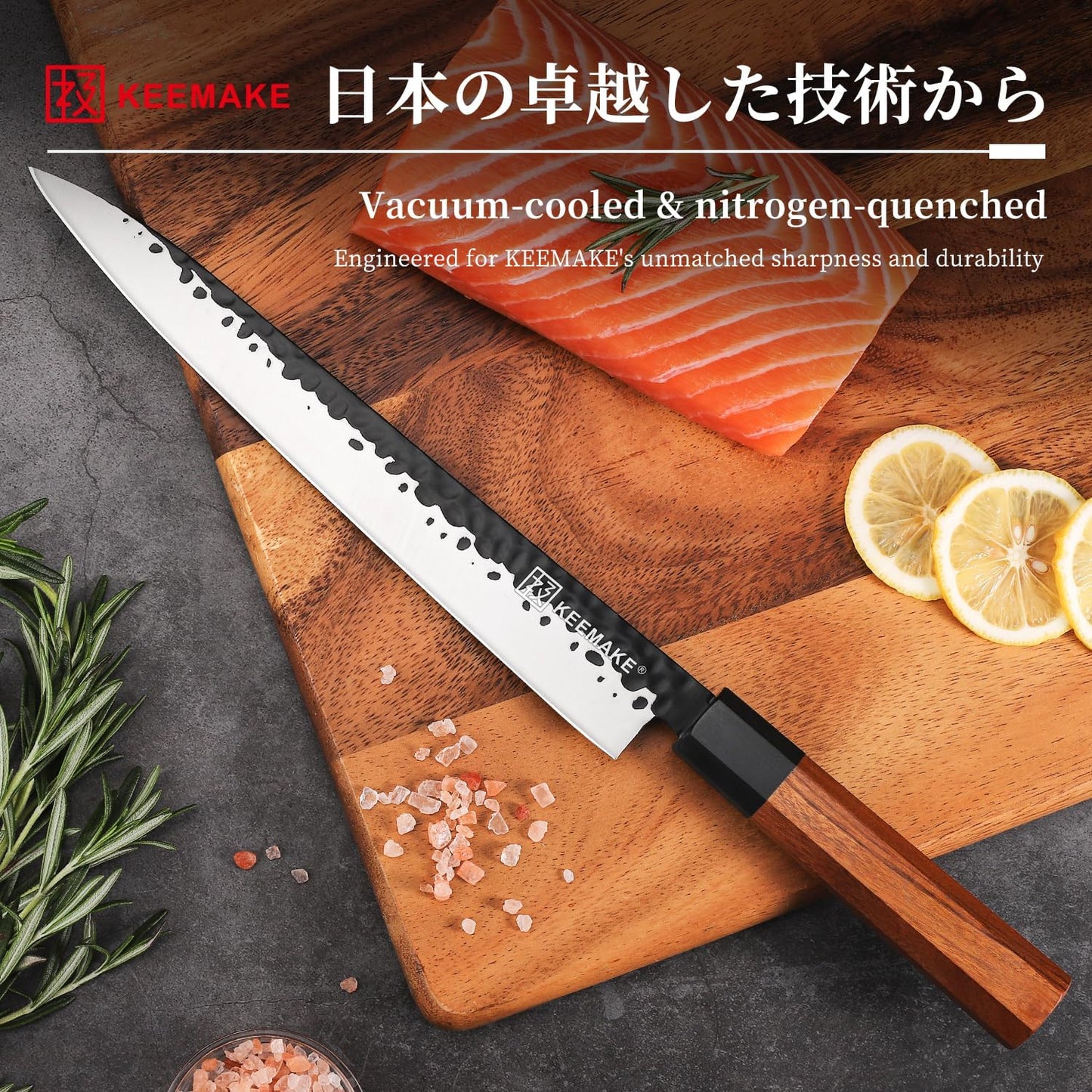 Santoku Knife 7 inch Chef Knife, Japanese 440C Stainless Steel Kitchen Knife, Porfessional Cooking Knife for Meat Cutting with G10 Bolster Octagonal Wood Handle