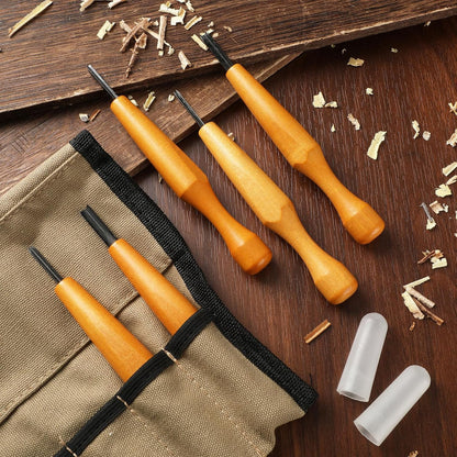 5 Pcs Linoleum Carving Tool Set Wood Handle Linocut,Classic