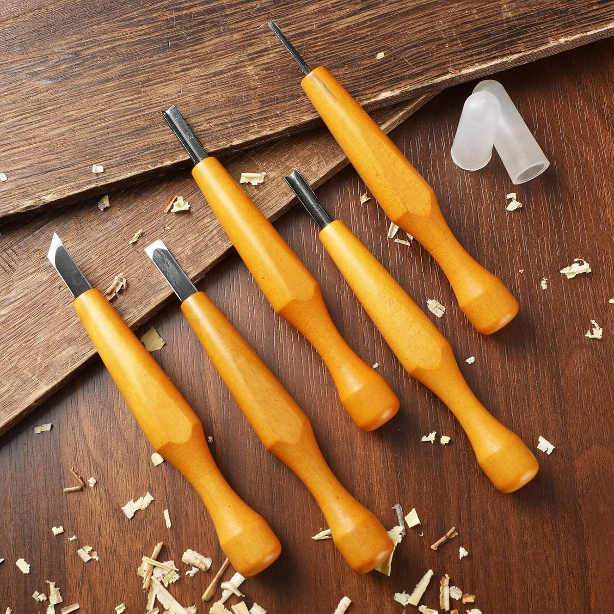 5 Pcs Linoleum Carving Tool Set Wood Handle Linocut,Classic