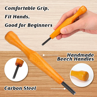 5 Pcs Linoleum Carving Tool Set Wood Handle Linocut,Classic
