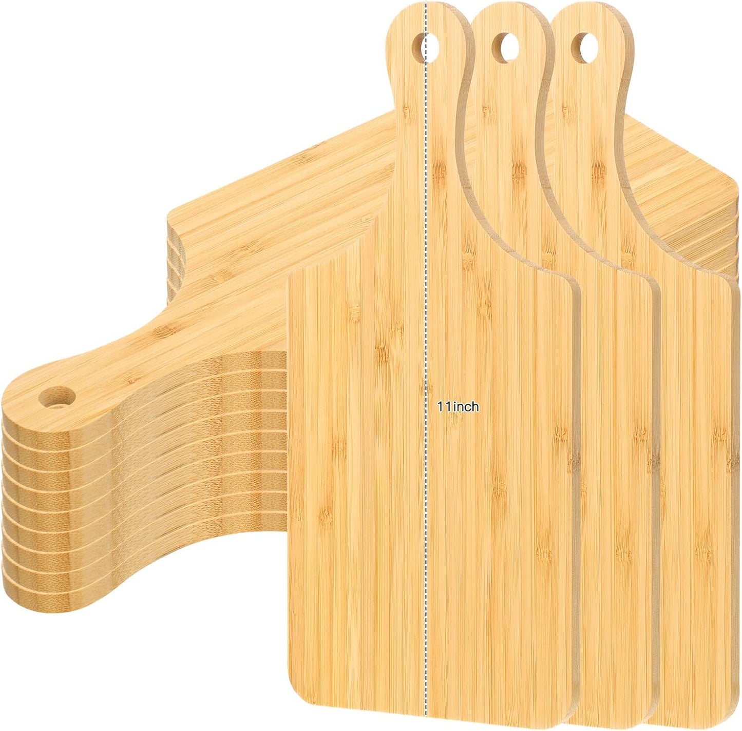 12 Pcs Bulk Wood Cutting Board with Handle Cutting Board for Laser Engraving, 11" x 5" Bamboo Serving Trays Charcuterie Trays for Customized Wedding Housewarming Mom Christmas Gift Party Favor