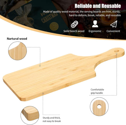 12 Pcs Bulk Wood Cutting Board with Handle Cutting Board for Laser Engraving, 11" x 5" Bamboo Serving Trays Charcuterie Trays for Customized Wedding Housewarming Mom Christmas Gift Party Favor