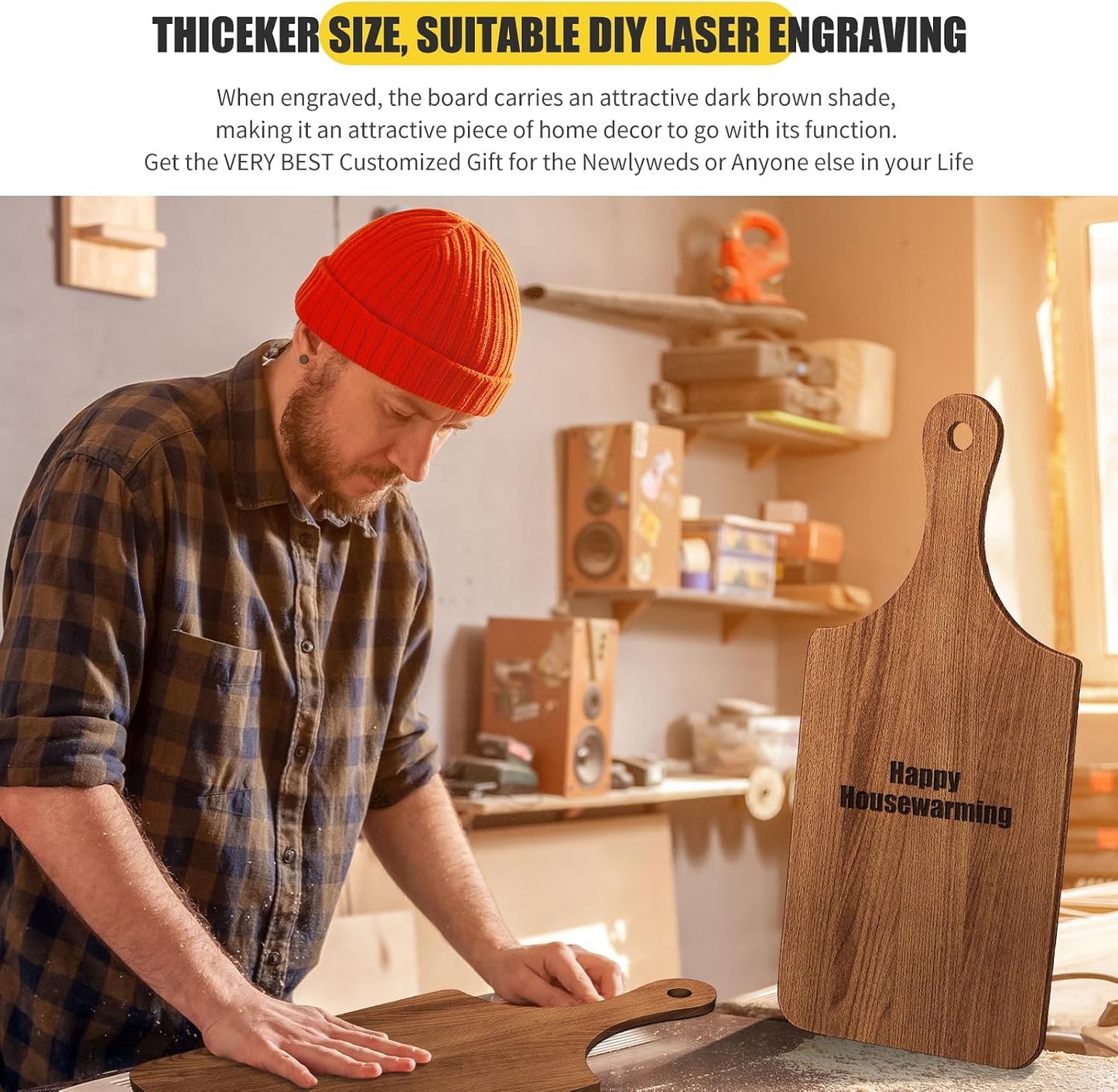 12 Pcs Bulk Wood Cutting Board with Handle Cutting Board for Laser Engraving, 11" x 5" Bamboo Serving Trays Charcuterie Trays for Customized Wedding Housewarming Mom Christmas Gift Party Favor