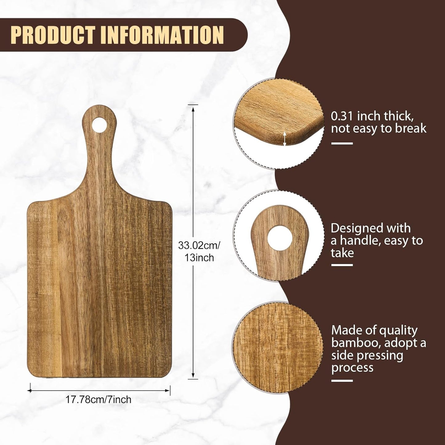 12 Pcs Bulk Wood Cutting Board with Handle Cutting Board for Laser Engraving, 11" x 5" Bamboo Serving Trays Charcuterie Trays for Customized Wedding Housewarming Mom Christmas Gift Party Favor