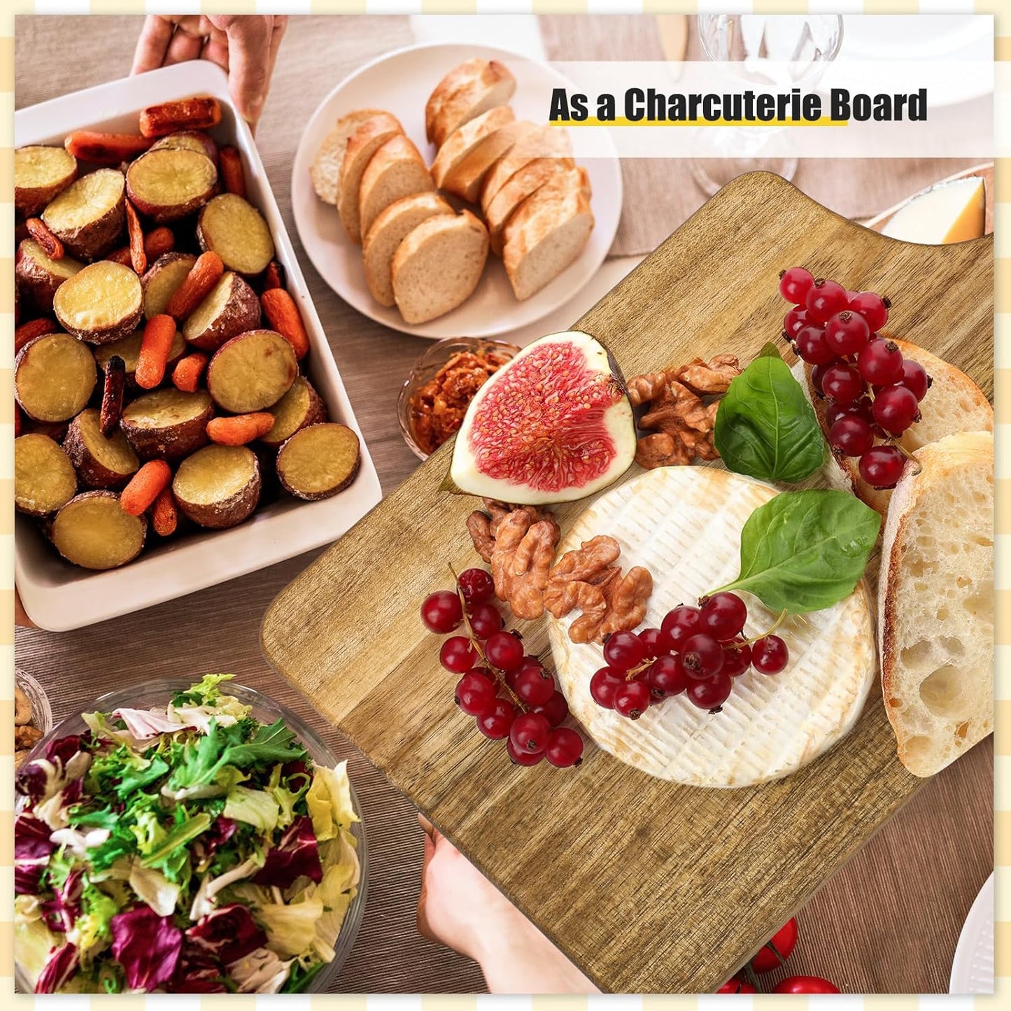 12 Pcs Bulk Wood Cutting Board with Handle Cutting Board for Laser Engraving, 11" x 5" Bamboo Serving Trays Charcuterie Trays for Customized Wedding Housewarming Mom Christmas Gift Party Favor