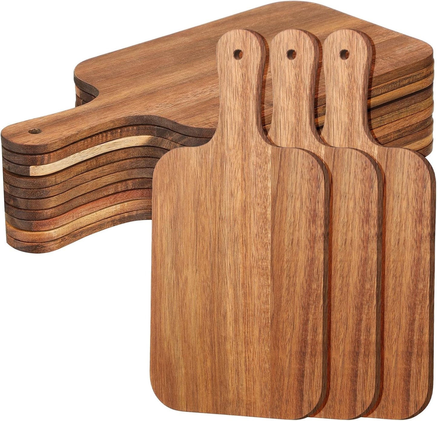 12 Pcs Bulk Wood Cutting Board with Handle Cutting Board for Laser Engraving, 11" x 5" Bamboo Serving Trays Charcuterie Trays for Customized Wedding Housewarming Mom Christmas Gift Party Favor