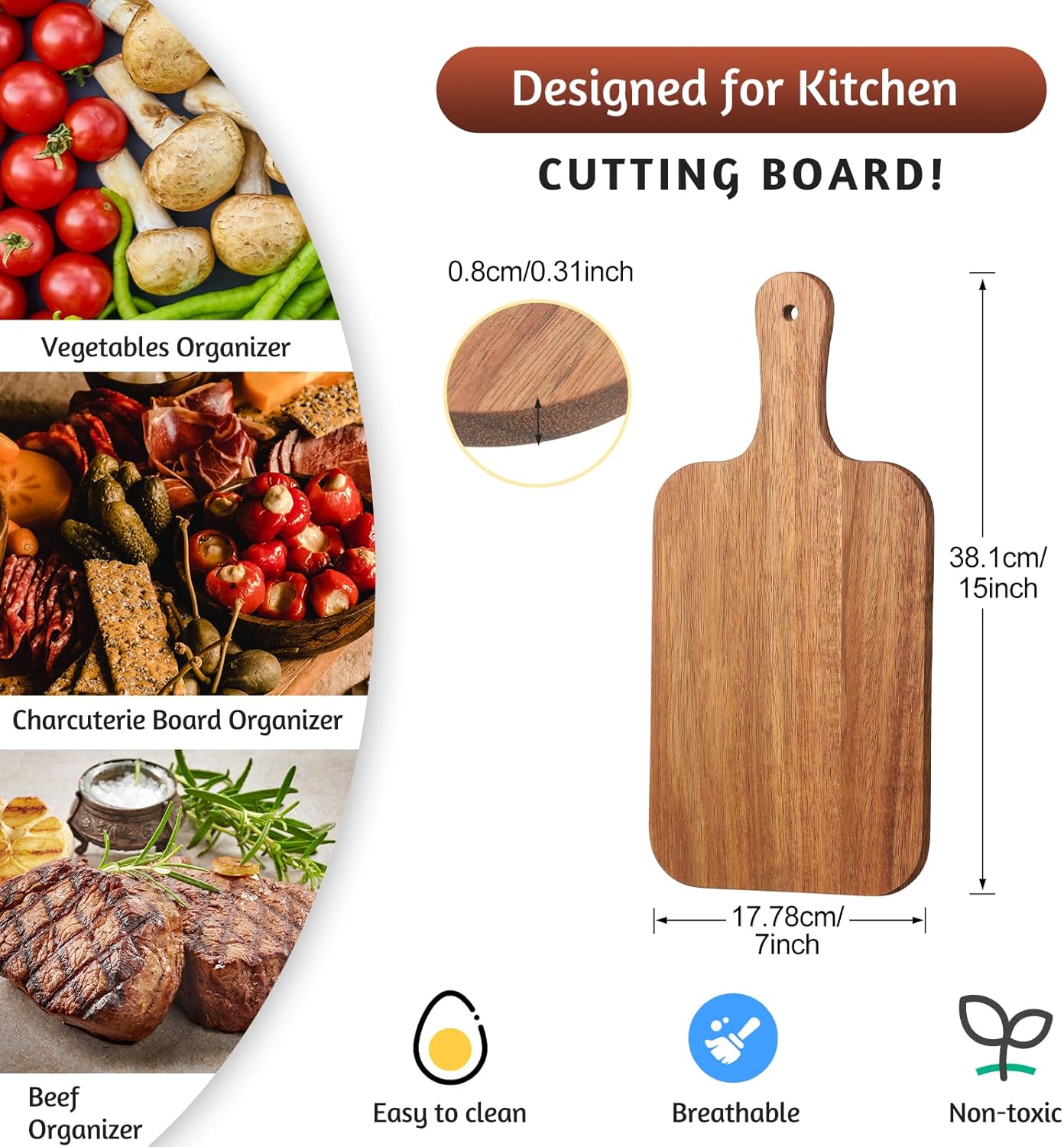 12 Pcs Bulk Wood Cutting Board with Handle Cutting Board for Laser Engraving, 11" x 5" Bamboo Serving Trays Charcuterie Trays for Customized Wedding Housewarming Mom Christmas Gift Party Favor