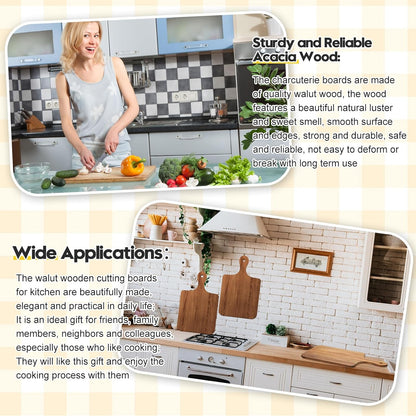 12 Pcs Bulk Wood Cutting Board with Handle Cutting Board for Laser Engraving, 11" x 5" Bamboo Serving Trays Charcuterie Trays for Customized Wedding Housewarming Mom Christmas Gift Party Favor