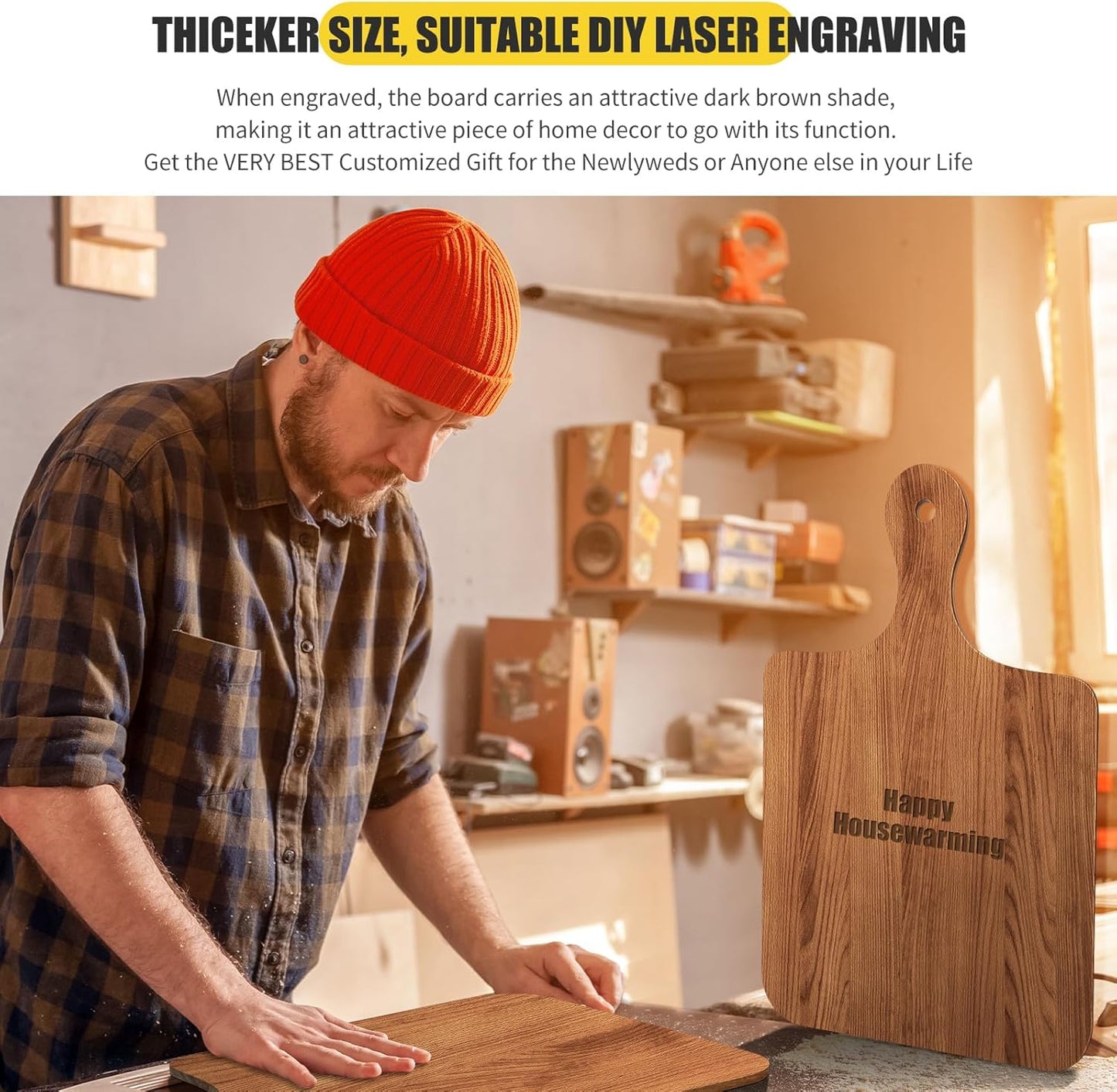 12 Pcs Bulk Wood Cutting Board with Handle Cutting Board for Laser Engraving, 11" x 5" Bamboo Serving Trays Charcuterie Trays for Customized Wedding Housewarming Mom Christmas Gift Party Favor