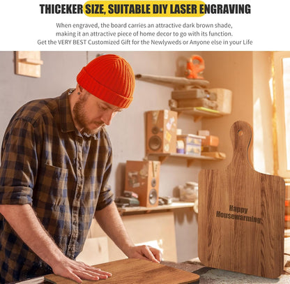 12 Pcs Bulk Wood Cutting Board with Handle Cutting Board for Laser Engraving, 11" x 5" Bamboo Serving Trays Charcuterie Trays for Customized Wedding Housewarming Mom Christmas Gift Party Favor