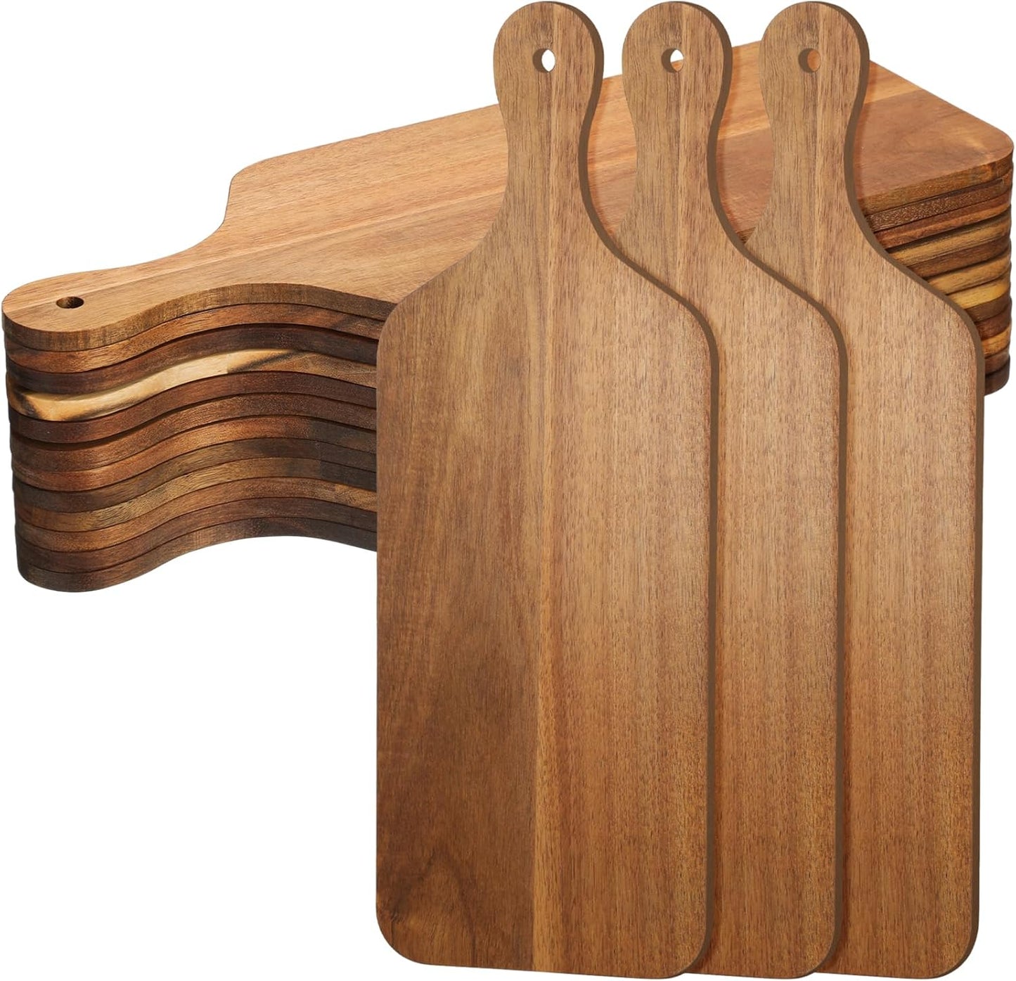 12 Pcs Bulk Wood Cutting Board with Handle Cutting Board for Laser Engraving, 11" x 5" Bamboo Serving Trays Charcuterie Trays for Customized Wedding Housewarming Mom Christmas Gift Party Favor