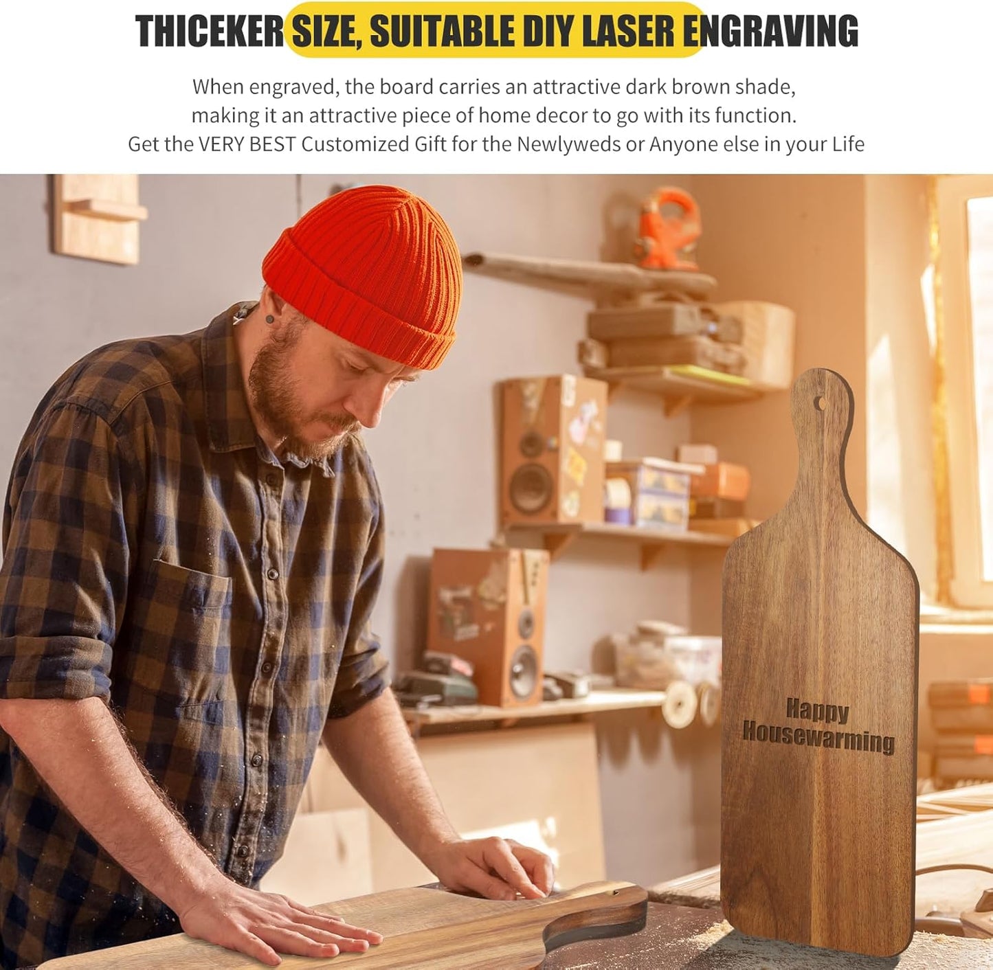 12 Pcs Bulk Wood Cutting Board with Handle Cutting Board for Laser Engraving, 11" x 5" Bamboo Serving Trays Charcuterie Trays for Customized Wedding Housewarming Mom Christmas Gift Party Favor