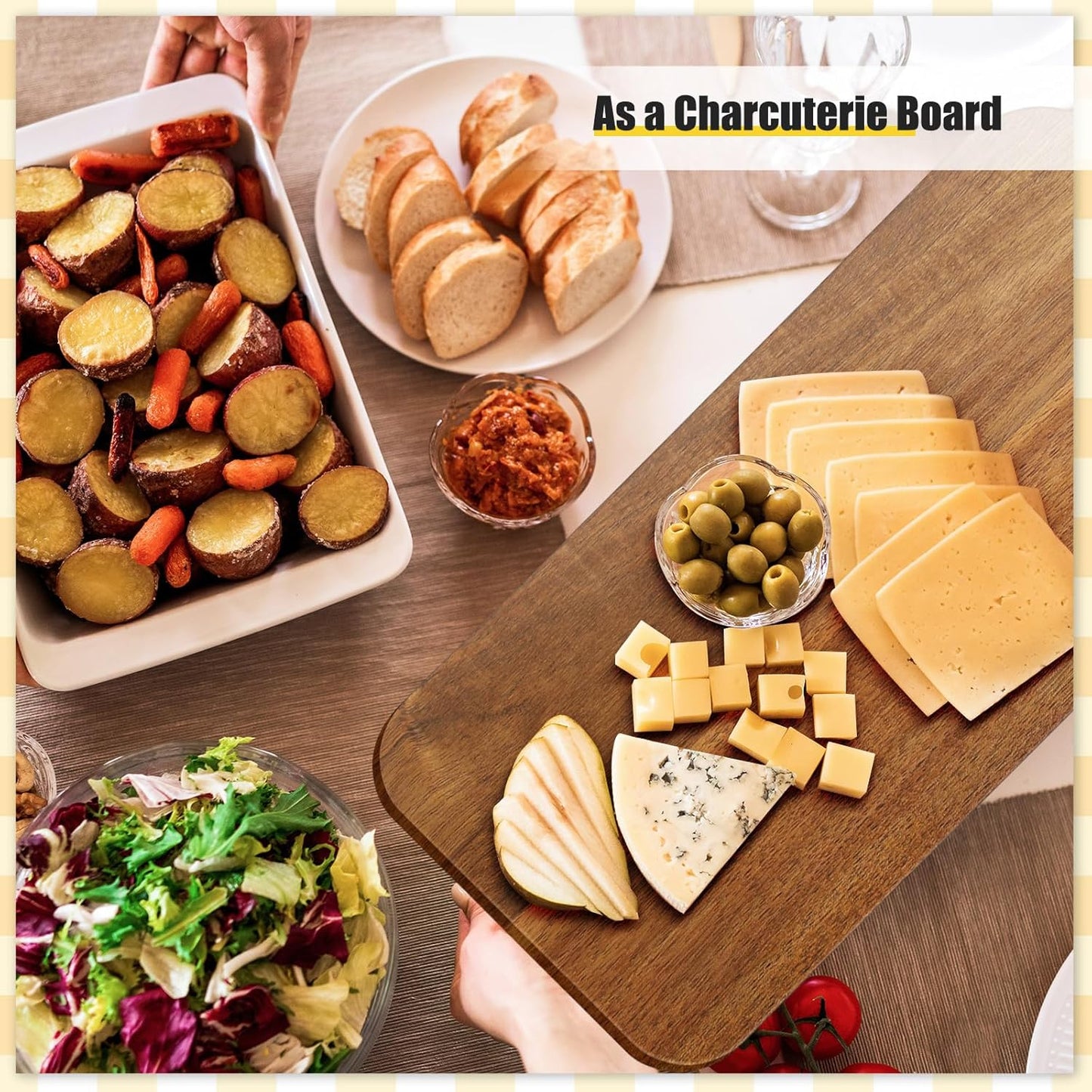 12 Pcs Bulk Wood Cutting Board with Handle Cutting Board for Laser Engraving, 11" x 5" Bamboo Serving Trays Charcuterie Trays for Customized Wedding Housewarming Mom Christmas Gift Party Favor