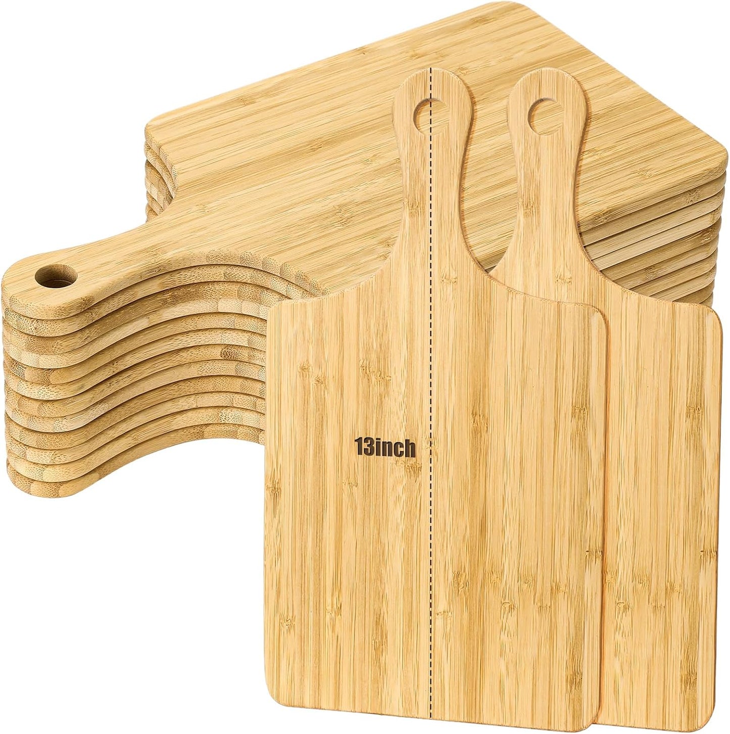 12 Pcs Bulk Wood Cutting Board with Handle Cutting Board for Laser Engraving, 11" x 5" Bamboo Serving Trays Charcuterie Trays for Customized Wedding Housewarming Mom Christmas Gift Party Favor