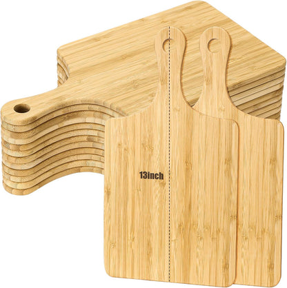 12 Pcs Bulk Wood Cutting Board with Handle Cutting Board for Laser Engraving, 11" x 5" Bamboo Serving Trays Charcuterie Trays for Customized Wedding Housewarming Mom Christmas Gift Party Favor
