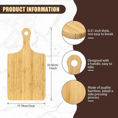12 Pcs Bulk Wood Cutting Board with Handle Cutting Board for Laser Engraving, 11" x 5" Bamboo Serving Trays Charcuterie Trays for Customized Wedding Housewarming Mom Christmas Gift Party Favor