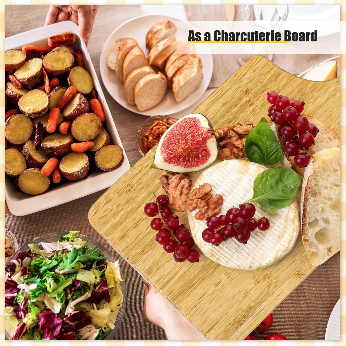 12 Pcs Bulk Wood Cutting Board with Handle Cutting Board for Laser Engraving, 11" x 5" Bamboo Serving Trays Charcuterie Trays for Customized Wedding Housewarming Mom Christmas Gift Party Favor