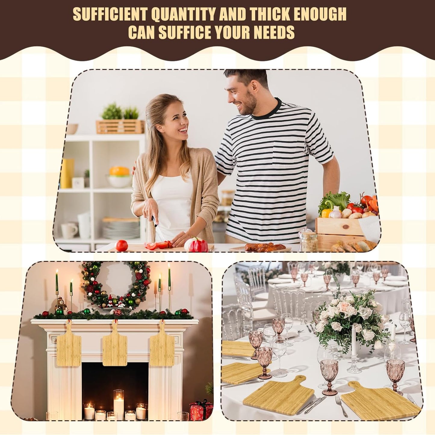 12 Pcs Bulk Wood Cutting Board with Handle Cutting Board for Laser Engraving, 11" x 5" Bamboo Serving Trays Charcuterie Trays for Customized Wedding Housewarming Mom Christmas Gift Party Favor
