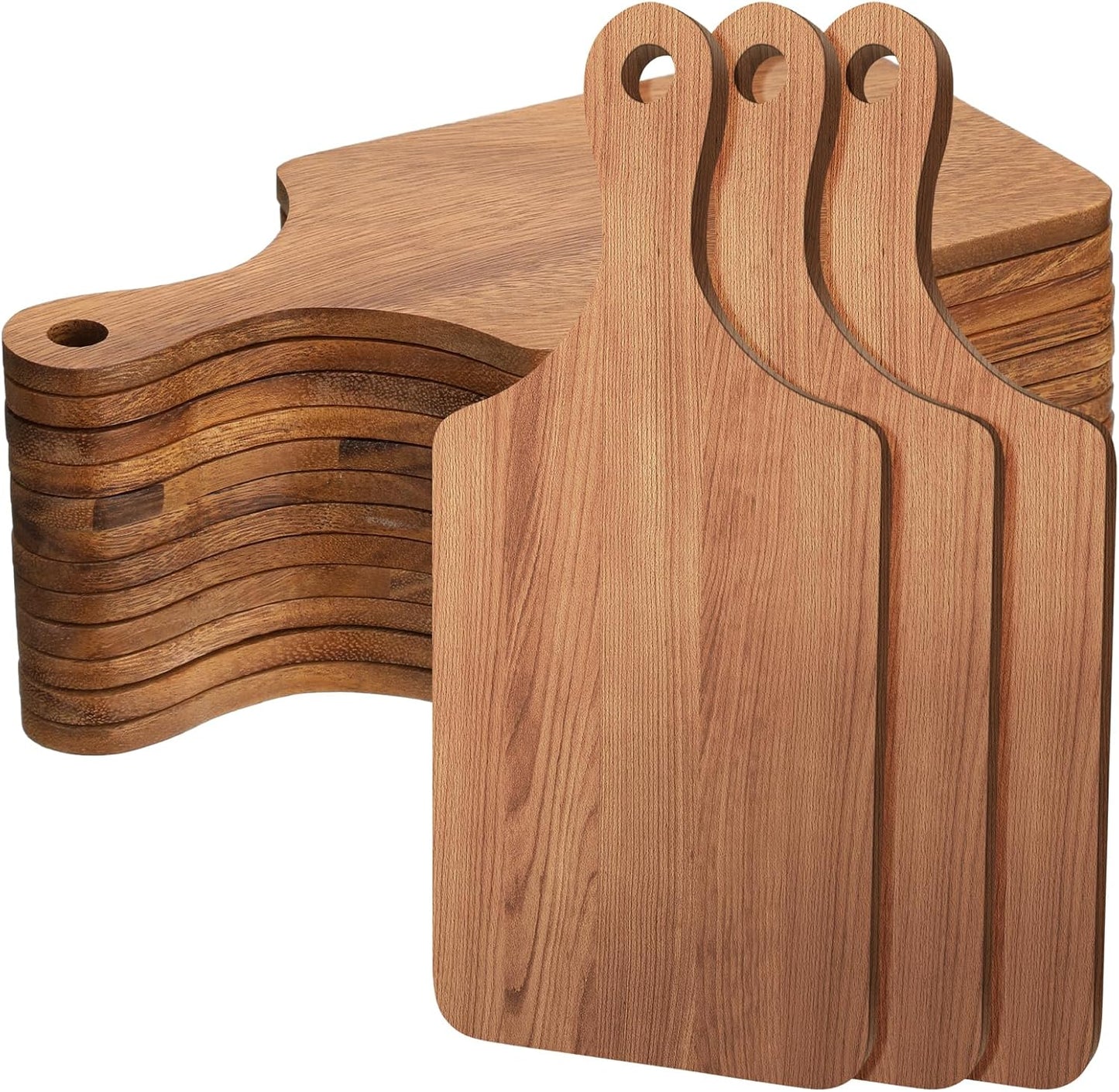 12 Pcs Bulk Wood Cutting Board with Handle Cutting Board for Laser Engraving, 11" x 5" Bamboo Serving Trays Charcuterie Trays for Customized Wedding Housewarming Mom Christmas Gift Party Favor