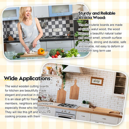 12 Pcs Bulk Wood Cutting Board with Handle Cutting Board for Laser Engraving, 11" x 5" Bamboo Serving Trays Charcuterie Trays for Customized Wedding Housewarming Mom Christmas Gift Party Favor