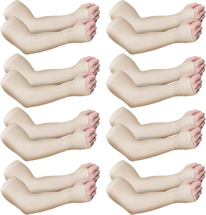 8 Pairs Elderly Skin Protector Sleeves Thin Skin Arm Sleeve Bruise Protective from Abrasions Tear Sun Exposure