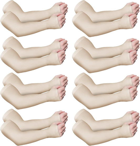 8 Pairs Elderly Skin Protector Sleeves Thin Skin Arm Sleeve Bruise Protective from Abrasions Tear Sun Exposure