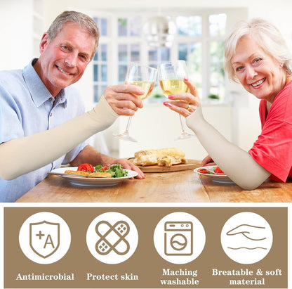 8 Pairs Elderly Skin Protector Sleeves Thin Skin Arm Sleeve Bruise Protective from Abrasions Tear Sun Exposure