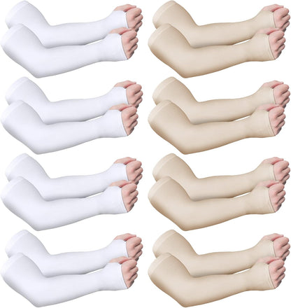 8 Pairs Elderly Skin Protector Sleeves Thin Skin Arm Sleeve Bruise Protective from Abrasions Tear Sun Exposure