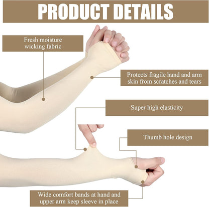 8 Pairs Elderly Skin Protector Sleeves Thin Skin Arm Sleeve Bruise Protective from Abrasions Tear Sun Exposure