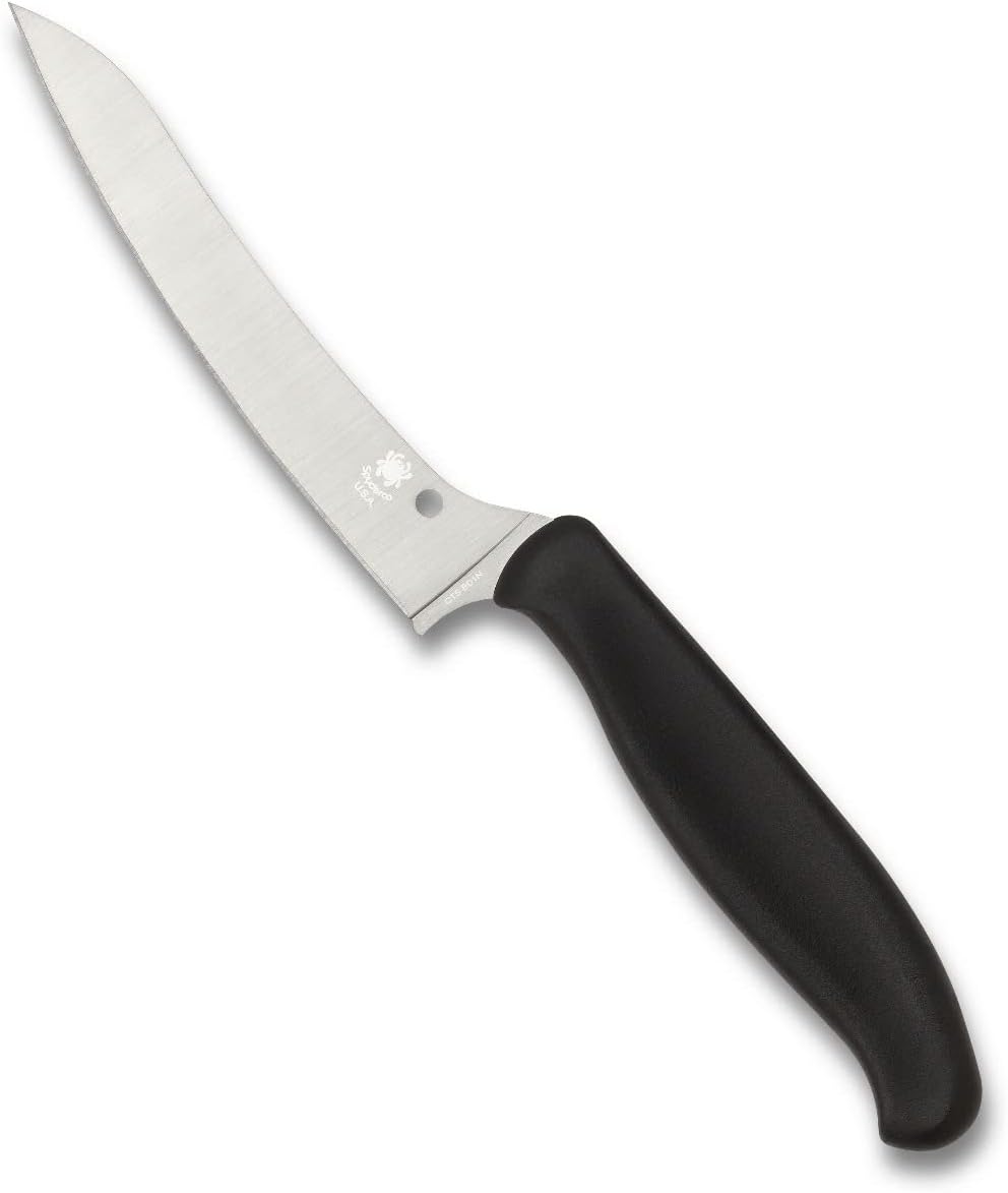 Z-Cut Kitchen Knife, SpyderEdge | 8.62" Overall Length, 4.3" CTS BD1N Steel Blade, Black, Polypropylene Handle, Full-Flat Grind
