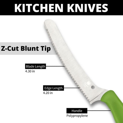 Z-Cut Kitchen Knife, SpyderEdge | 8.62" Overall Length, 4.3" CTS BD1N Steel Blade, Black, Polypropylene Handle, Full-Flat Grind
