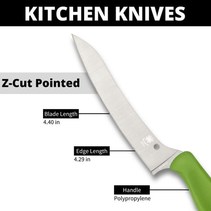 Z-Cut Kitchen Knife, SpyderEdge | 8.62" Overall Length, 4.3" CTS BD1N Steel Blade, Black, Polypropylene Handle, Full-Flat Grind