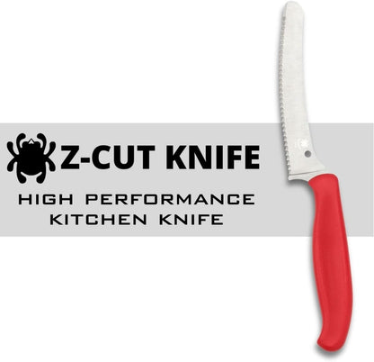Z-Cut Kitchen Knife, SpyderEdge | 8.62" Overall Length, 4.3" CTS BD1N Steel Blade, Black, Polypropylene Handle, Full-Flat Grind