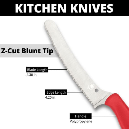 Z-Cut Kitchen Knife, SpyderEdge | 8.62" Overall Length, 4.3" CTS BD1N Steel Blade, Black, Polypropylene Handle, Full-Flat Grind