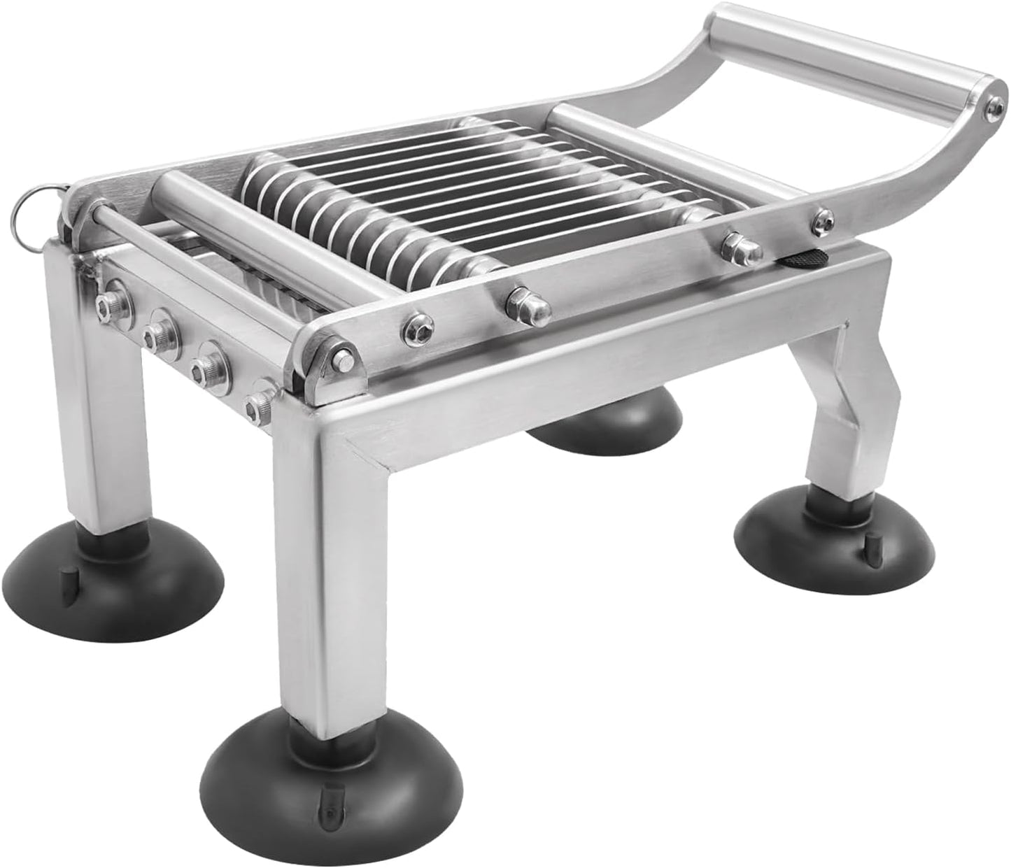 Commercial Vegetable Cutter, 0.4”/10mm Thickness Manual Tomato Slicer, Stainless Steel French Fry Cutter Tomato Slicer Tool with 4 Suction Cups for Tomato Cucumber Onion Ham Egg