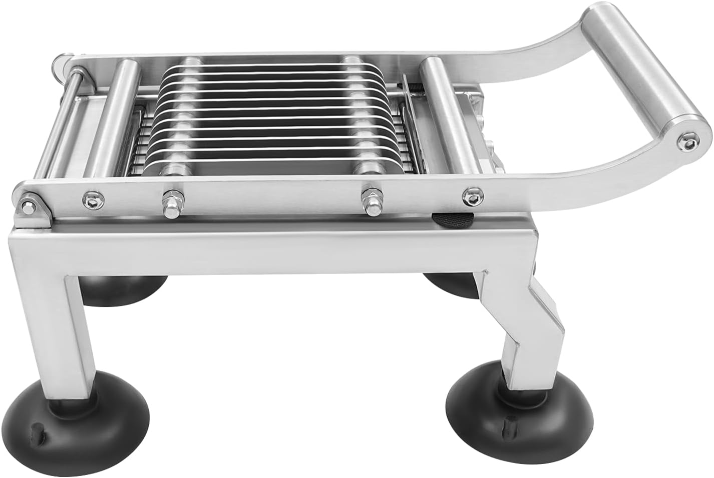 Commercial Vegetable Cutter, 0.4”/10mm Thickness Manual Tomato Slicer, Stainless Steel French Fry Cutter Tomato Slicer Tool with 4 Suction Cups for Tomato Cucumber Onion Ham Egg