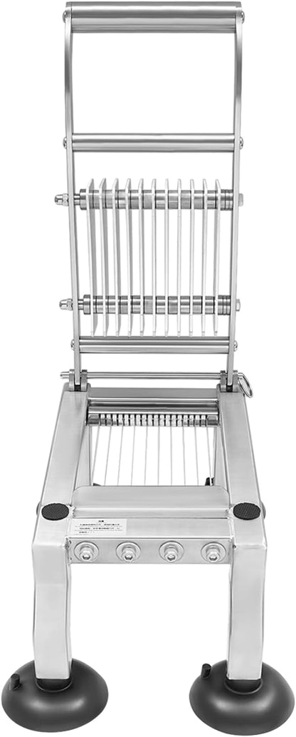 Commercial Vegetable Cutter, 0.4”/10mm Thickness Manual Tomato Slicer, Stainless Steel French Fry Cutter Tomato Slicer Tool with 4 Suction Cups for Tomato Cucumber Onion Ham Egg