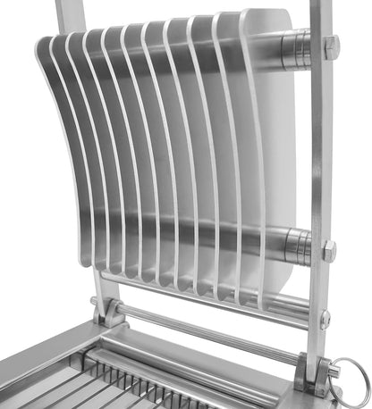 Commercial Vegetable Cutter, 0.4”/10mm Thickness Manual Tomato Slicer, Stainless Steel French Fry Cutter Tomato Slicer Tool with 4 Suction Cups for Tomato Cucumber Onion Ham Egg