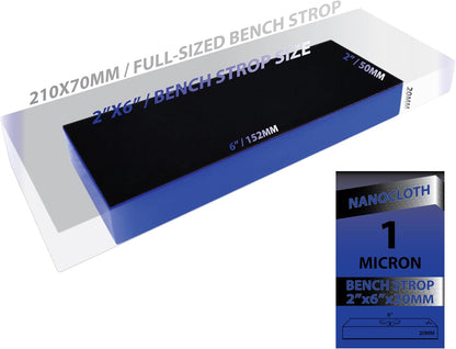 1 Micron 2"x6" Nanocloth Knife Strop (unloaded)-3/4" thick Acrylic, Premium Strop for Diamond Emulsions Blue