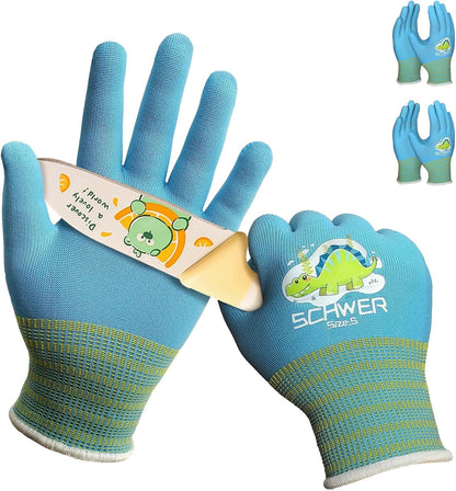 2 Pairs MINI-KIDDO ANSI A6 Kids Cut Resistant Gloves MN1917, Kids Fishing Gloves, Food Grade Cutting Glove for Cooking, Whittling, Wood Carving, Mandolin and DIY (XXS, 3–5 Years)