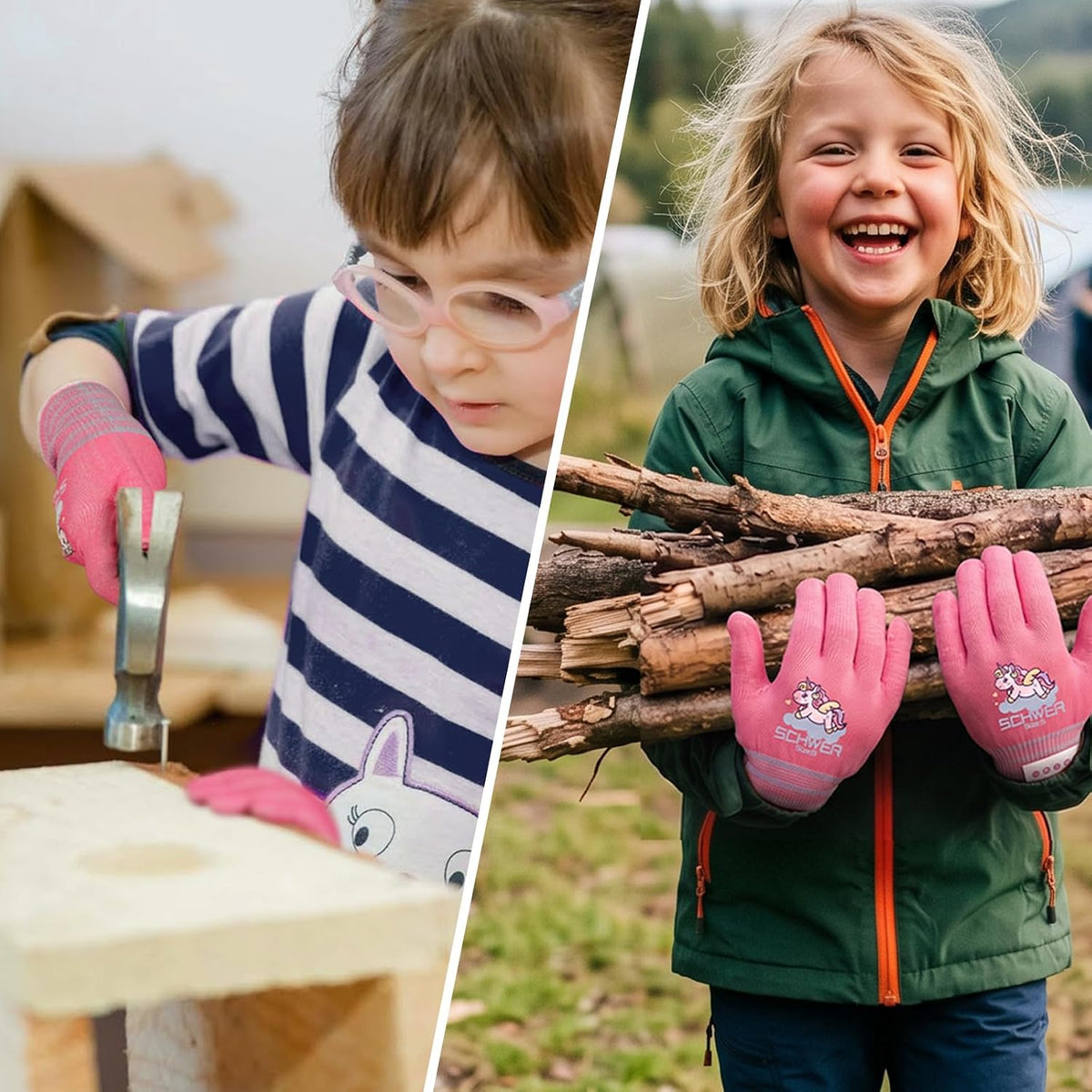 2 Pairs MINI-KIDDO ANSI A6 Kids Cut Resistant Gloves MN1917, Kids Fishing Gloves, Food Grade Cutting Glove for Cooking, Whittling, Wood Carving, Mandolin and DIY (XXS, 3–5 Years)