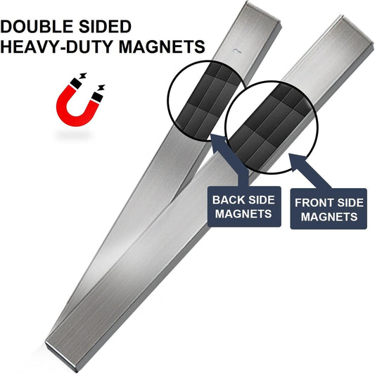 Magnetic Knife Holder for Refrigerator, 17inch | Double-Sided Heavy-Duty Magnets, Premium SUS304 Stainless Steel, Never Rusts, Wall Mountable, Multi-Use as Tool Holder
