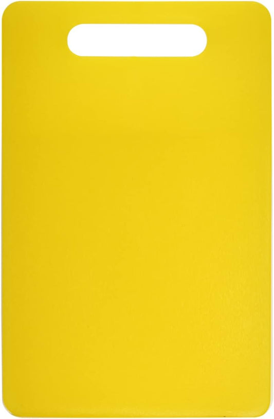 Plastic Utility Cutting Board with Handles, Food Safe PP Material, BPA Free, Dishwasher Safe, Thick Chopping Board, Large Size, Easy Grip Handle, for Kitchen (Yellow),14.2 x 9"
