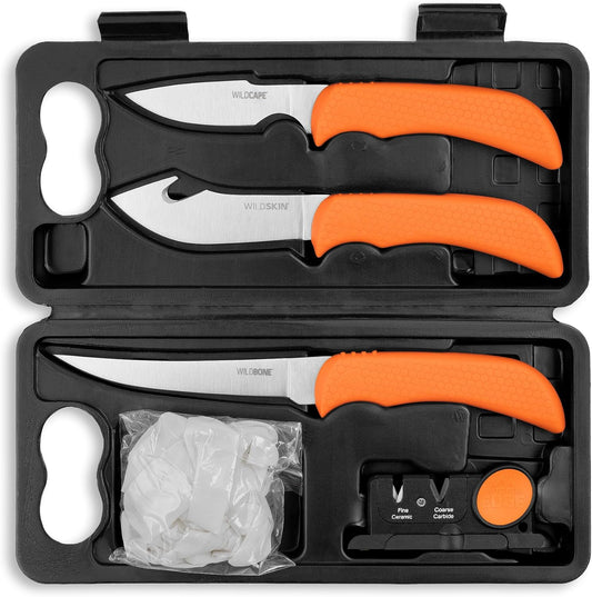 WildLite - 6-Piece Field to Freezer Hunting & Game Processing Knife Set with Gut Hook Blade, Caping Knife - Hunting Knives for Gutting Deer with Case - Deer & Elk Accessories