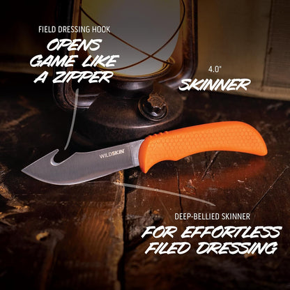 WildLite - 6-Piece Field to Freezer Hunting & Game Processing Knife Set with Gut Hook Blade, Caping Knife - Hunting Knives for Gutting Deer with Case - Deer & Elk Accessories